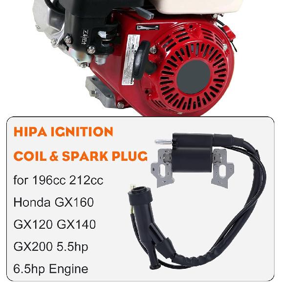 Hipa 212 Ignition Coil For Predator 212CC 224CC Honda GX160 GX120 GX140 GX200 5.5Hp 6.5Hp Coleman BT200X CT200U CT200U-EX 196CC Engine Replaces