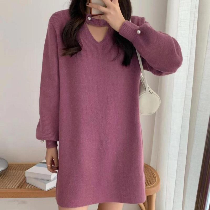 

Шерстяное платье средней длины Осень/Зима 2023: Свободный, Приталенный, Утолщенный Трикотаж Стиль Оверсайз для Женщин S (85-95 lbs suggested) фиолетовый