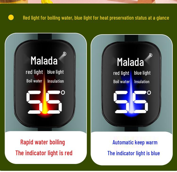 Bouilloire intelligente en acier inoxydable Wanlida avec arrêt automatique pour usage domestique et en résidence étudiante