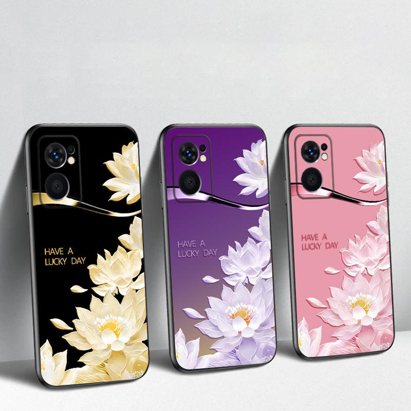 Gradient Yellow Lotus For OnePlus 8 9 11 12 13 10 Pro 9RT 8T 12R Ace 5 2V Nord CE 2 4 Lite N20 SE 30 N200 TPU Soft Phone Case