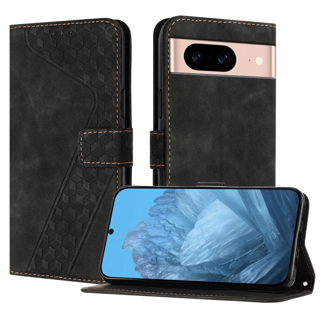 For Google Pixel 8a Leather Case 7-Shaped Pattern Wallet Stand Shockproof Phone Cover