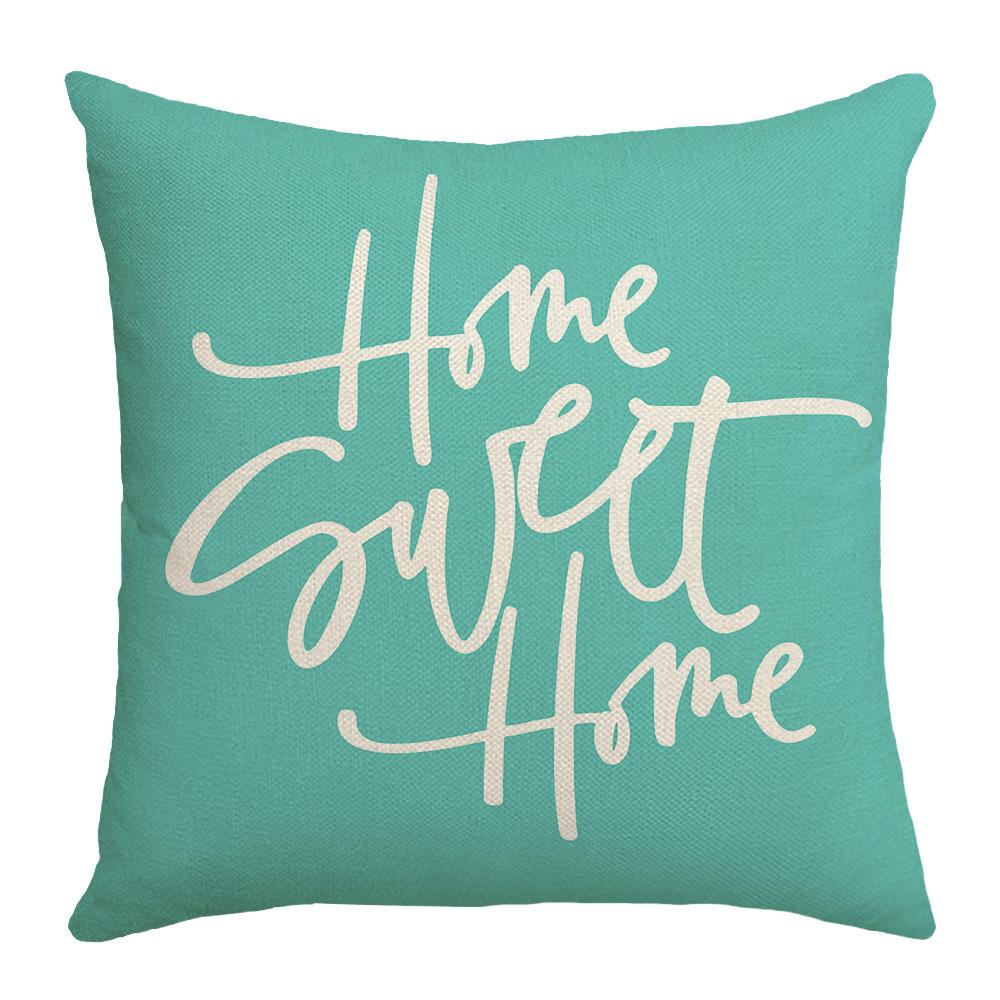 New Nordic Green Plants and Flowers Sofa Pillow Cushions Home Soft Furnishings Linen Letter Print Square Pillow