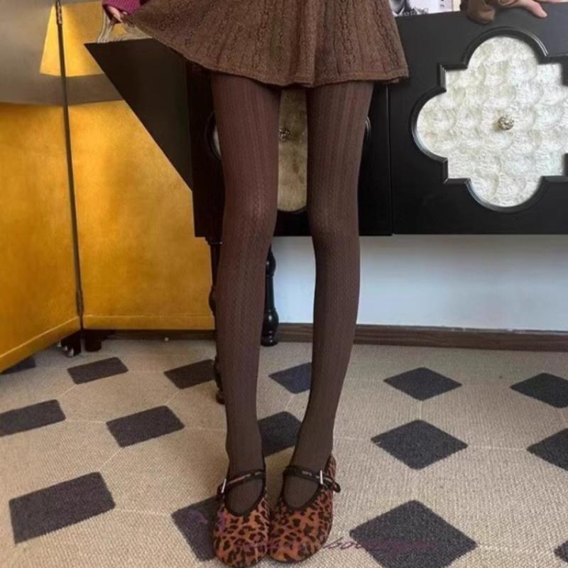Vintage Striped Thermal Pantyhose Women Simple Soft Breathable Slim Tights Japanese Style JK Nylon Elastic Stockings Leggings