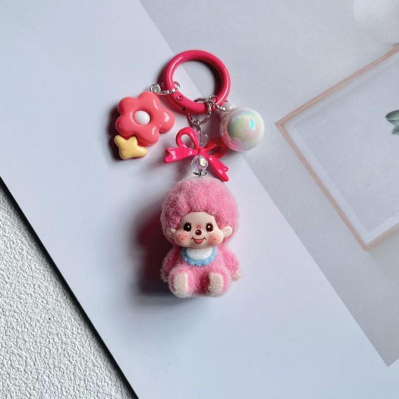 Cartoon Plush Monchhichi Keychain Pendant Cute Plush Monkey Pendant Phone Chain Decoration Monchhichi Mini Plush Bag Pendant