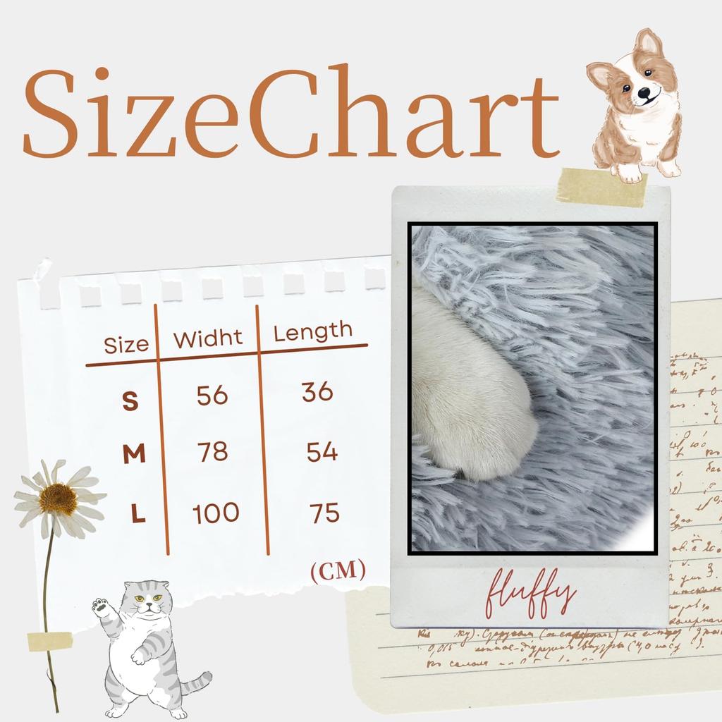 SCGEHA Pet Brushed Rug for Dogs and 3 3 Colors Blanket, Fluffy, Double-Sided Mat, Carpet, Cats, Large, Sizes, (White, Medium)