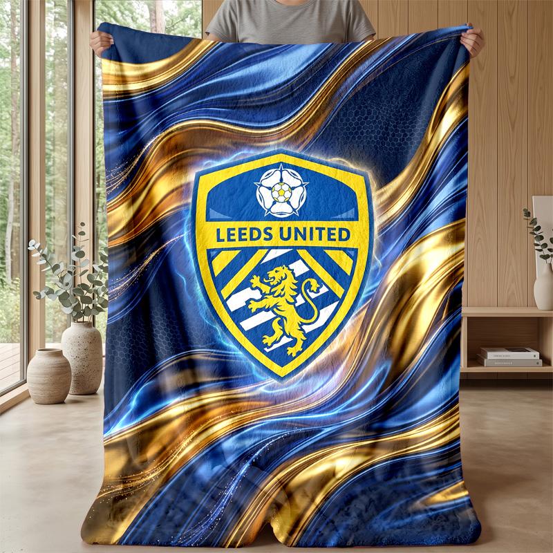 Coperta in Flanella con Stampa Leeds United, Morbida Calda Leggera Coperta da Divano Letto Campeggio