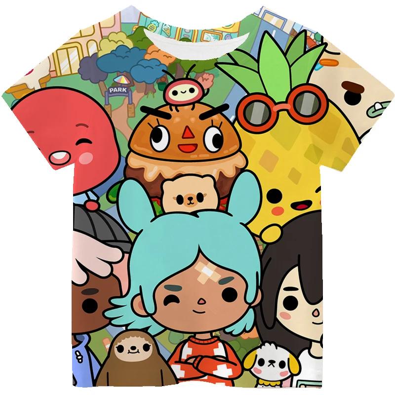 Magliette Cartoon Toca Boca per Bambini Toca Life World Stampa Manica Corta Ragazzi Ragazze Top Casual Streetwear Primavera Estate T-Shirt
