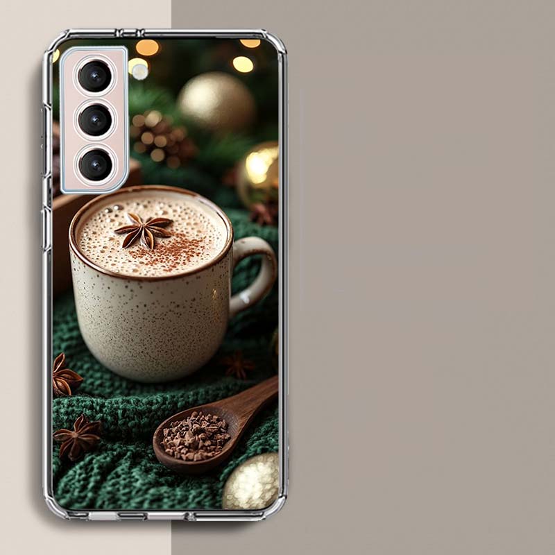 Christmas Spiced Gingerbread Latte Phone Case For Samsung Galaxy S25 Edge S24 S23 FE S21 S20 S10 Plus S22 S26 Ultra Cover Clear