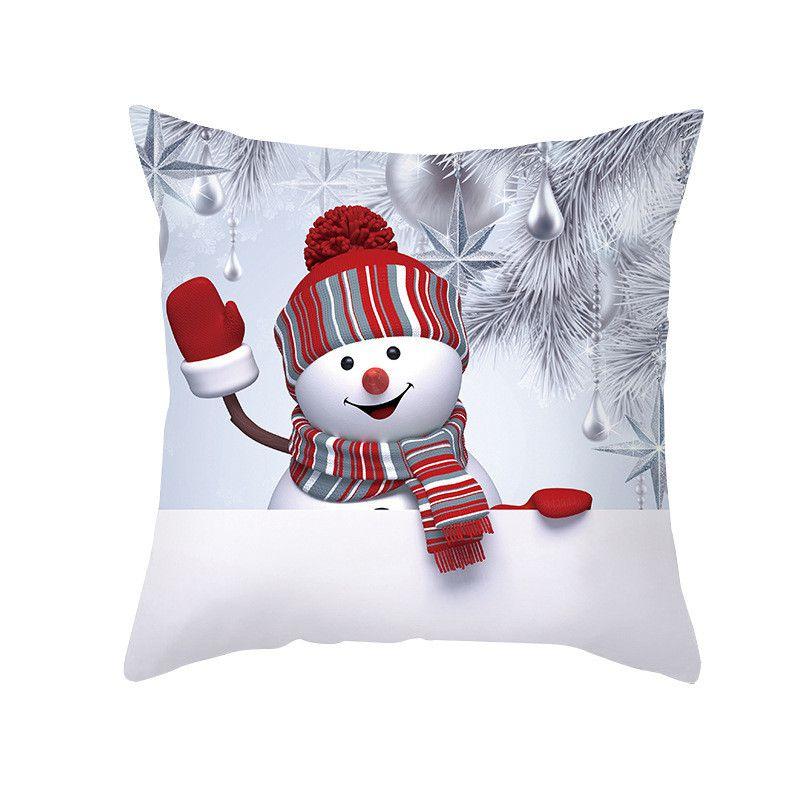 Cozy 18" Christmas Cushion Cover Featuring Cute Santa Claus And Snowman For Holiday Charm