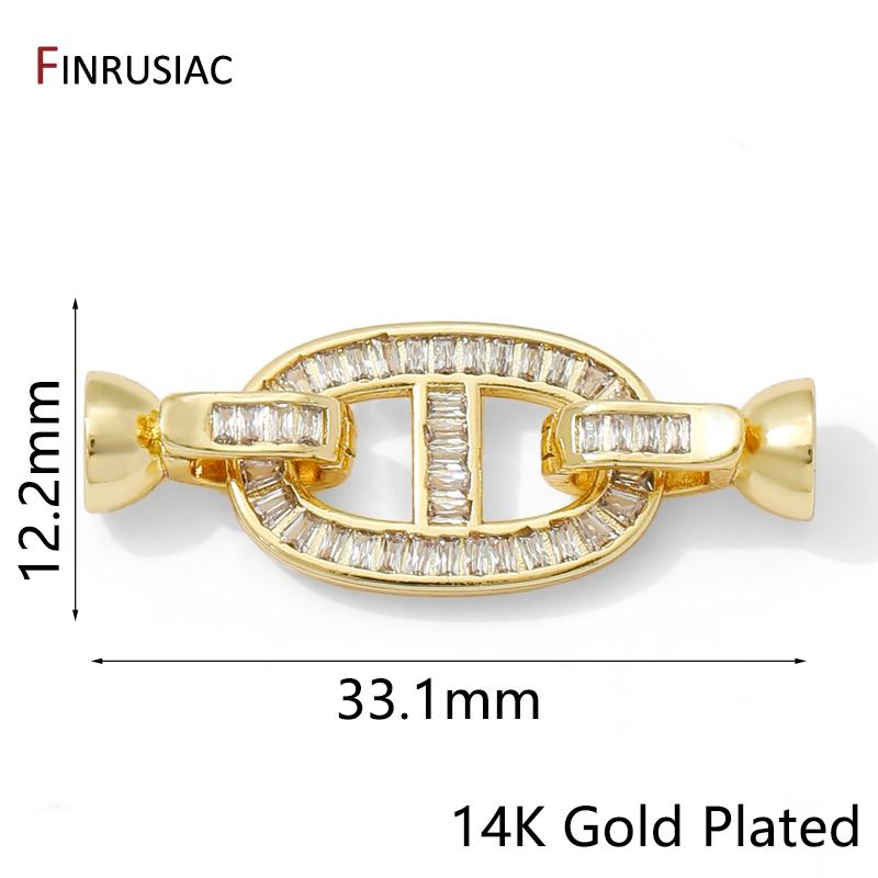 

14K Gold Plated Brass Connectors Clasps,Inlaid Zircon Fastener Clasps,Lock For Bracelet,DIY Necklaces Jewelry Making Findings 1 piece