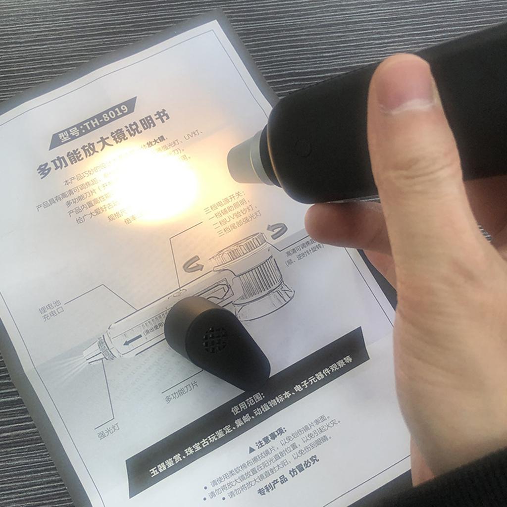 Portable USB Rechargeable 30X Magnifying Glass Illuminated Magnifying Glass Pocket Magnifier for Antique Identification