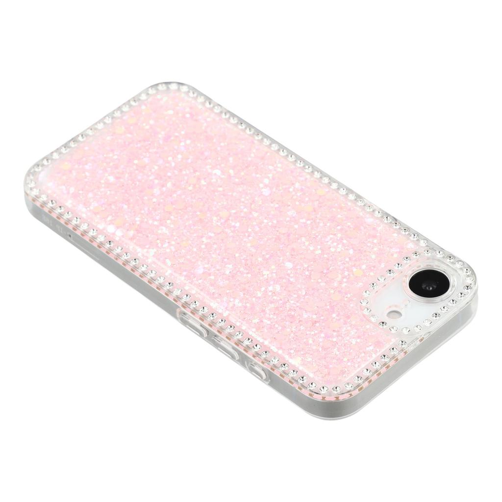 For iPhone 16e Case Rhinestone Edge Glitter Epoxy TPU Phone Cover