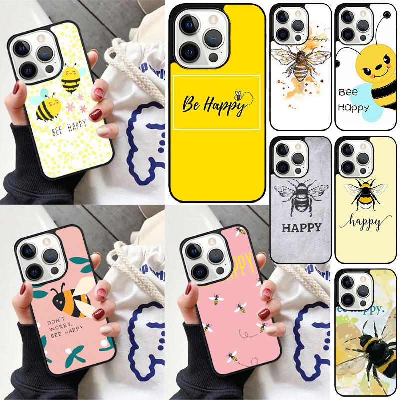 Bee-Happy Phone Case For iPhone 17 Air 15 16e 14 13 Pro Max Coque 12 11 Pro Max PLUS cover