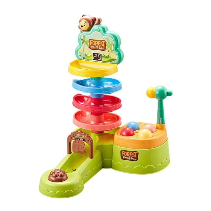 

Baby Development Activity Toy Roll, Shoot, and Learn Educational Balls Drop Toy Beads on Rail Pounding Ball 1