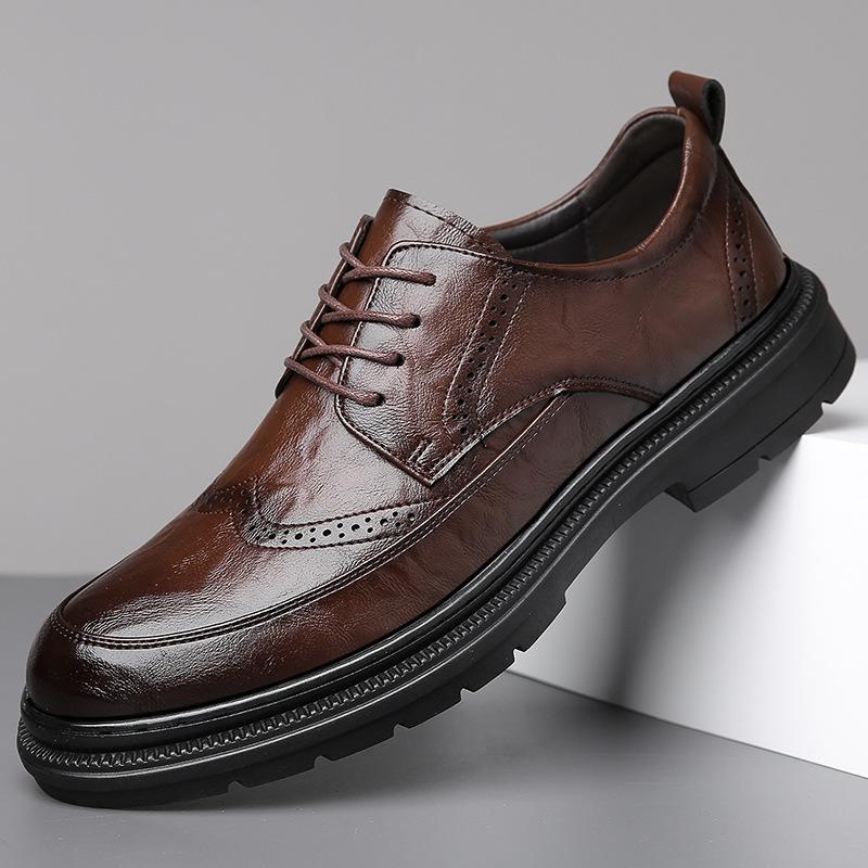 

Brock men s shoes Korean version of British trendy shoes versatile black wedding shoes board shoes business casual leathershoes 44 коричневий