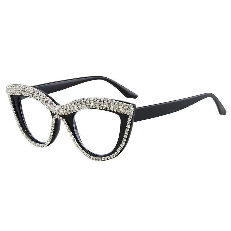 Vintage Diamond Cat Eye Triangle Sunglasses Women Rhinestone Decoration Eyewear Streetwear Rave Party Costume Sun Glasses