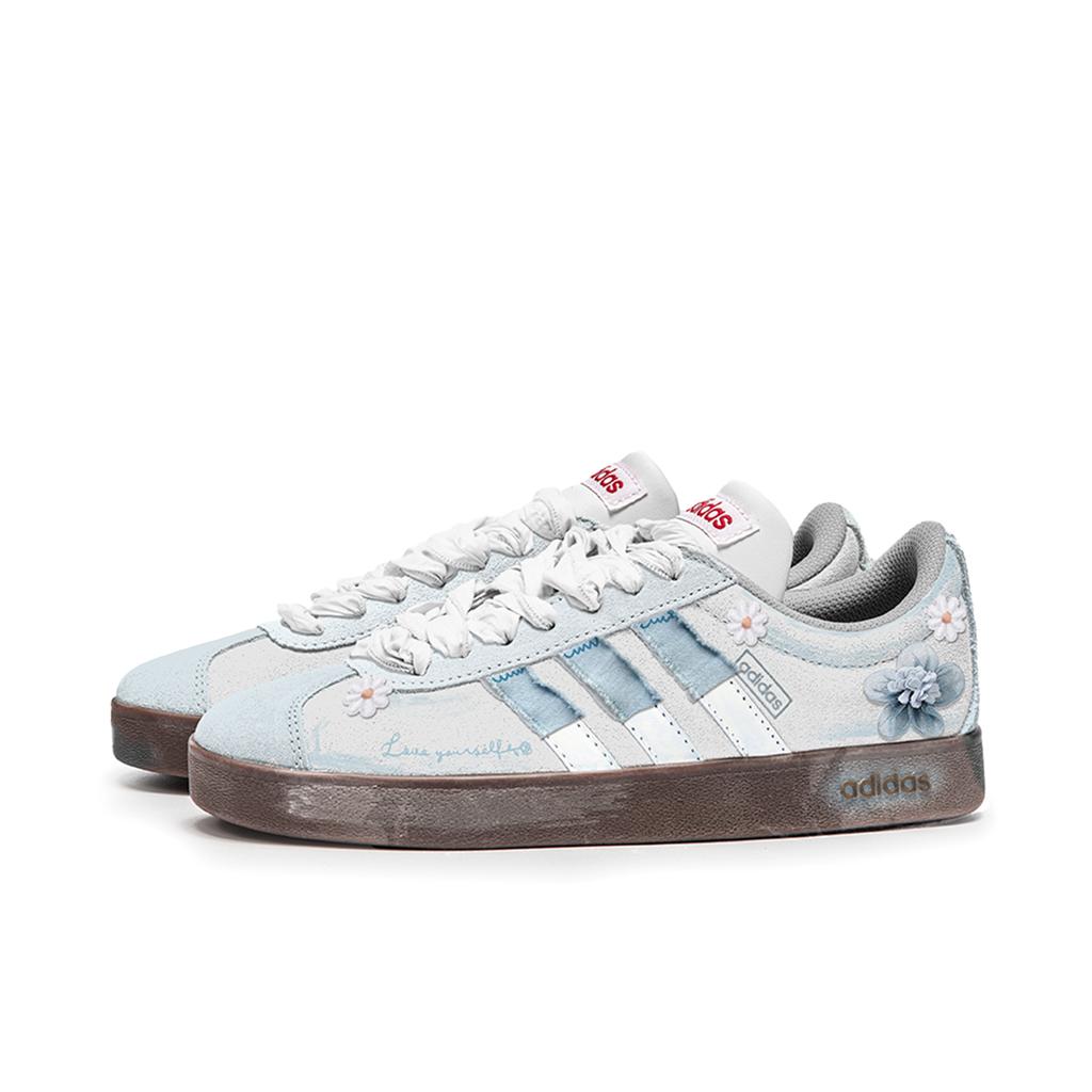 adidas VL COURT 2.0 Lone Blue Abrasion Resistant Abrasion Resistant Low Top Skateboard Shoes Unisex Blue White HQ1802(TeamM-S-BOX)