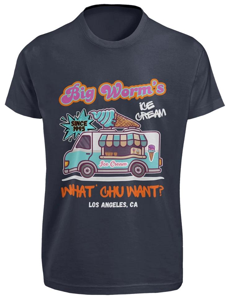 Friday Retro Big Worm Ice Cream Logo T-SHIRT Funny 90s Movie Joke Parody NEW TEE S