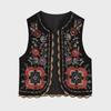 Retro Black Embroidered Velvet Vest for Women