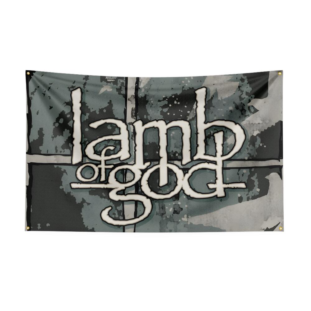 Flaga Zespołu Heavy Rockowego L-Lamb Of Gods 3x5 stóp Baner Poliestrowy z Nadrukiem Cyfrowym do Dekoracji Ściany w Sypialni Dekoracja Gobelinowa na Zewnątrz