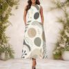 Rochie Maxi A-Line Imprimată Fără Mâneci cu Gât Rotund pentru Femei Mărimi Mari cu Buzunare Laterale