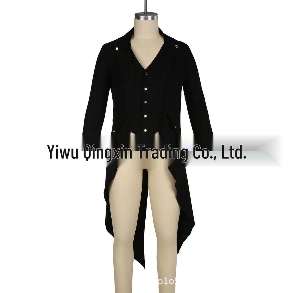 2018 Pánský evropský a americký styl Dlouhý rukáv Jednobarevný Knoflík Vzad Dlouhý kabát BC7928