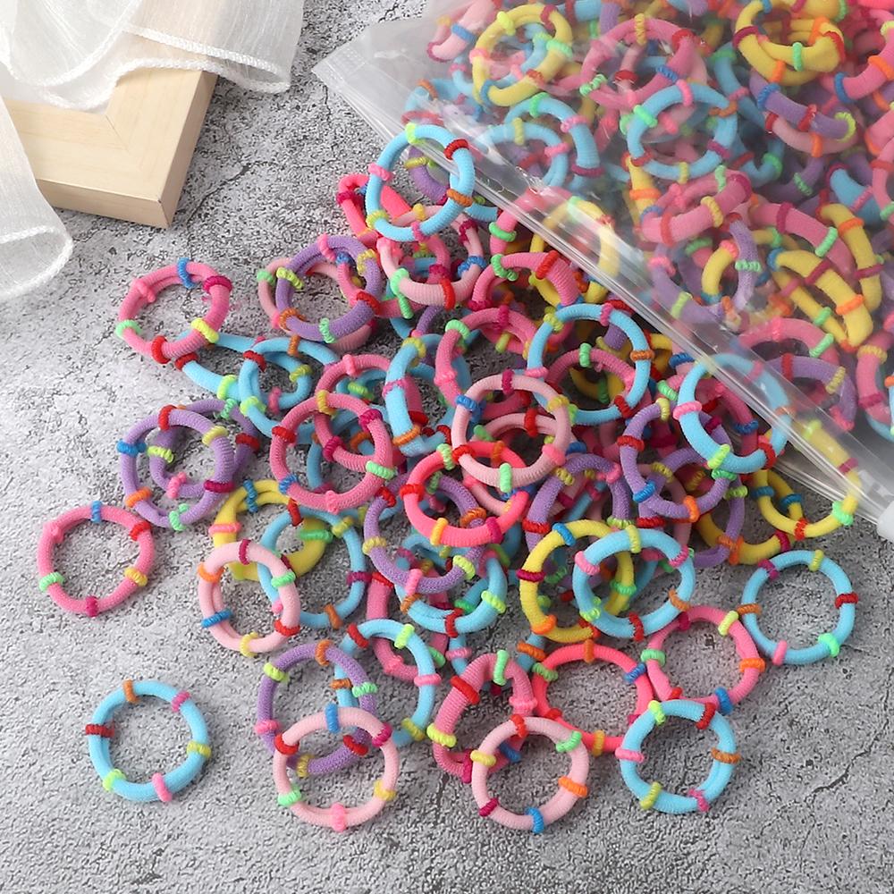 100PCS 3cm Mixed Colors Hair Bands For Kids Elastic Headband Baby Girl Headwear Scrunchies Hair Accessories Gift Ponytail Holder