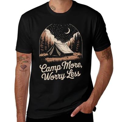 Camp More Worry Less Camping Tshirt Tshirt Vintage Anime Shirt Quickdrying Cheap Stuff Unisexs T Shirts