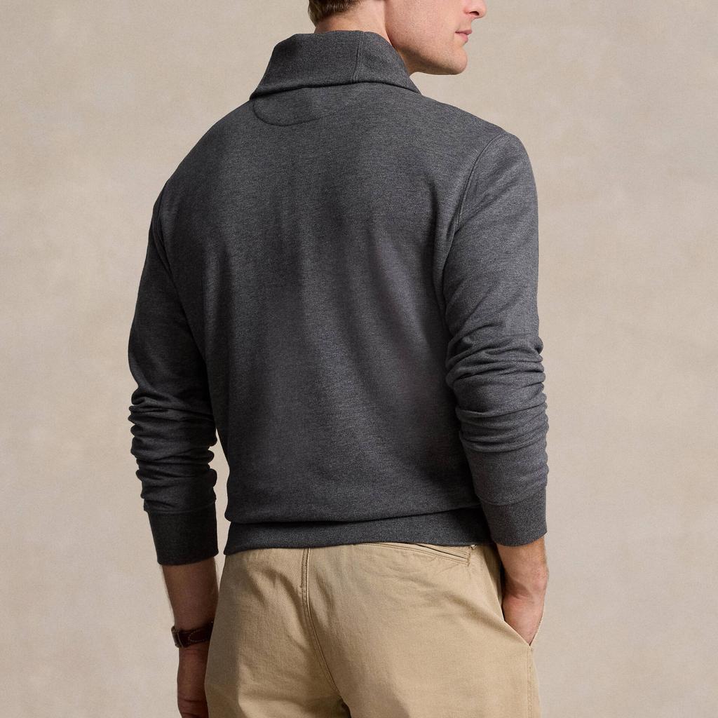 Polo Ralph Lauren Solid Color Logo Embroidered Loose Fit Crew Neck Drop Shoulder Sweater Men Sweater Gray 710877989-004