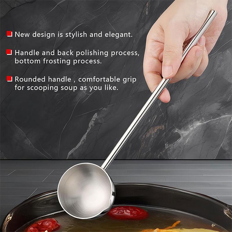 Mini Deep Spoon Stainless Steel Hot Oil Pot Milk Pan W Pour Spout Long Handle Gravy Ladles Heat-Resistant Kitchen Cooking Tools
