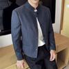 Autumn Winter Chinese Style Blazer Men Fashion Stand Collar  Slim Fit Suit Jacket