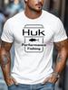 Cotton Blend T-shirt - Summer Casual Sports Tee with HUK Performance Fishing Graphic