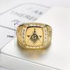 Hip Hop Freimaurer Ring für Männer 316L Edelstahl Iced Out Bling CZ Kristall Freimaurer Ringe Goldfarbe Mode Amulett Schmuck
