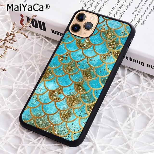 MaiYaCa Watercolor Faux Glitter Mermaid Scales Phone Case For iPhone 17 Air 16 16e 15 plus 11 12 13 14 pro max  coque