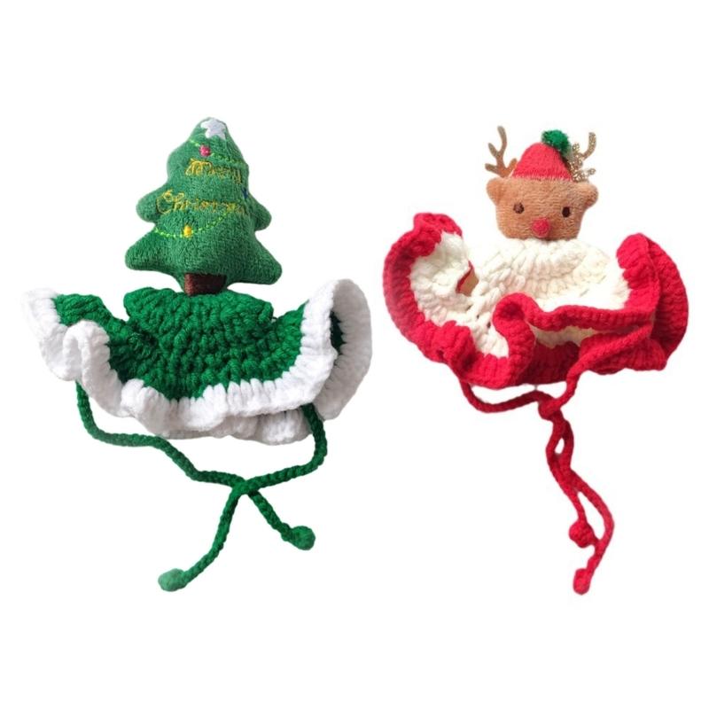 Small Dogs Costume Santa Hat Christmas Pet Knit Hat Cat Party Headwear Dogs Cats Festival Clothing Cosplay Decoration
