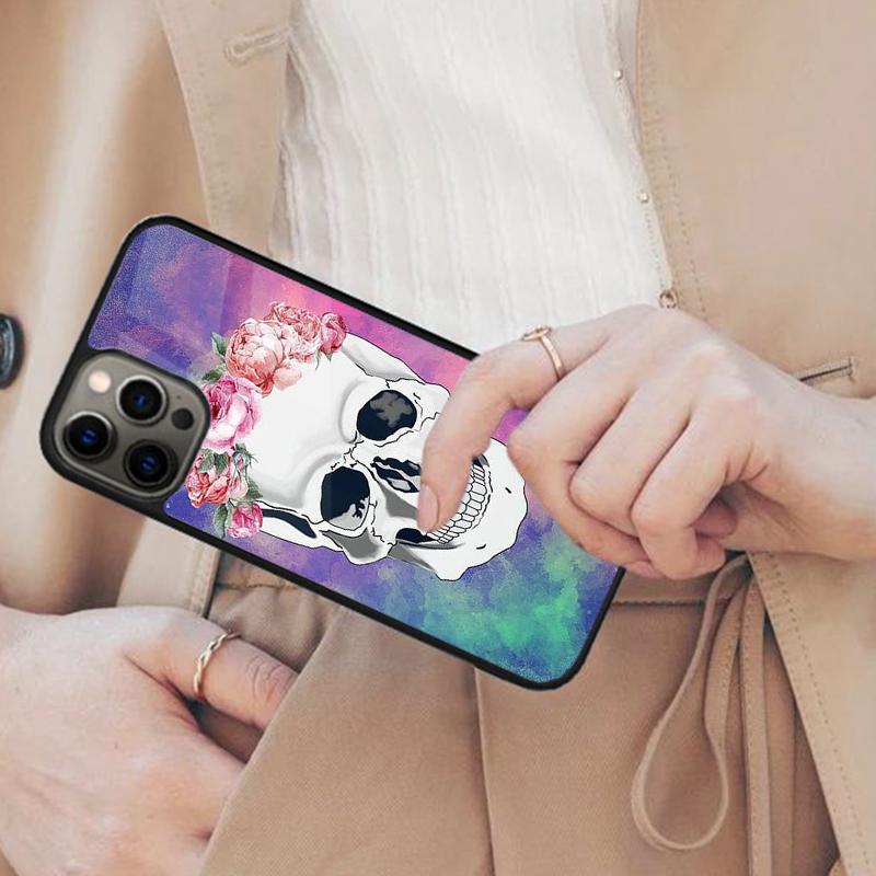 Skull Pink Roses Magnetic Phone Case For APPLE iPhone 17 Air 16 14 13 12 Pro Max 15 Plus Wireless Charge With MagSafe Cover