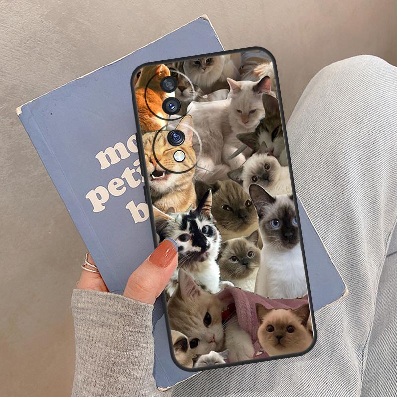 funny Cute Kitty Cat Aesthetic Case For Honor Magic 8 7 6 5 Pro Cover For Honor 400 200 X9c X9b X9a X8a X8b 50 70 90 Lite