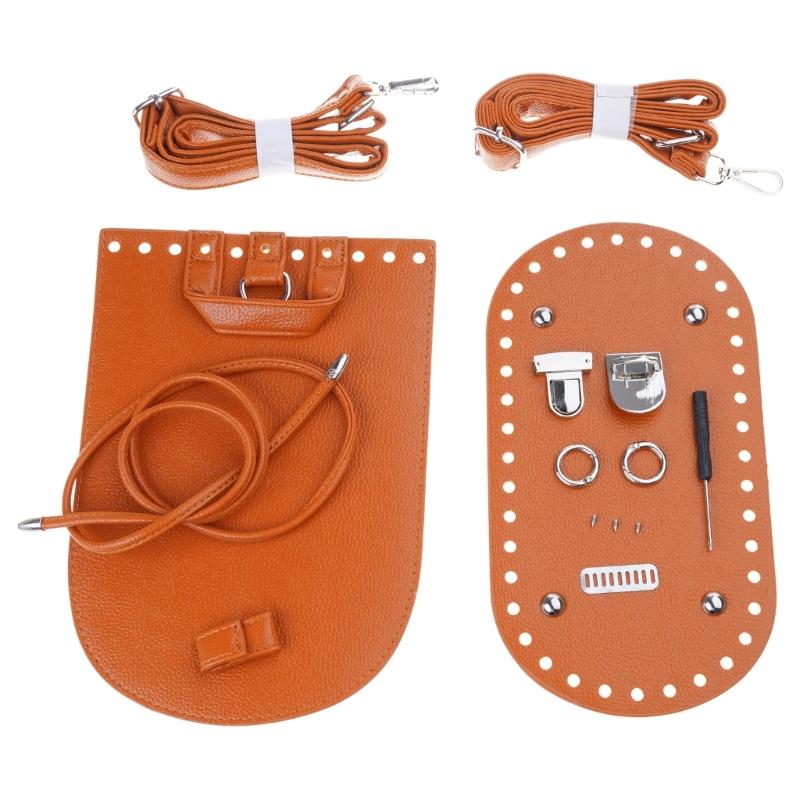 Crochet Bag Making Kit With PU Leather Backpack Bottom Base Flip Cover Adjustable Strap And Lock Buckle For DIY Projects
