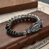 Stainless Steel Dragon Head Bracelet Adjustable Chain Link Men's Bangle Jewelry Accessory for Daily Wear
