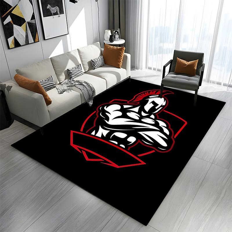 Spartan Warrior Logo Design Patterned Carpet a Non Slip Rug Suitable for All Seasons and Any Setting, Gift
