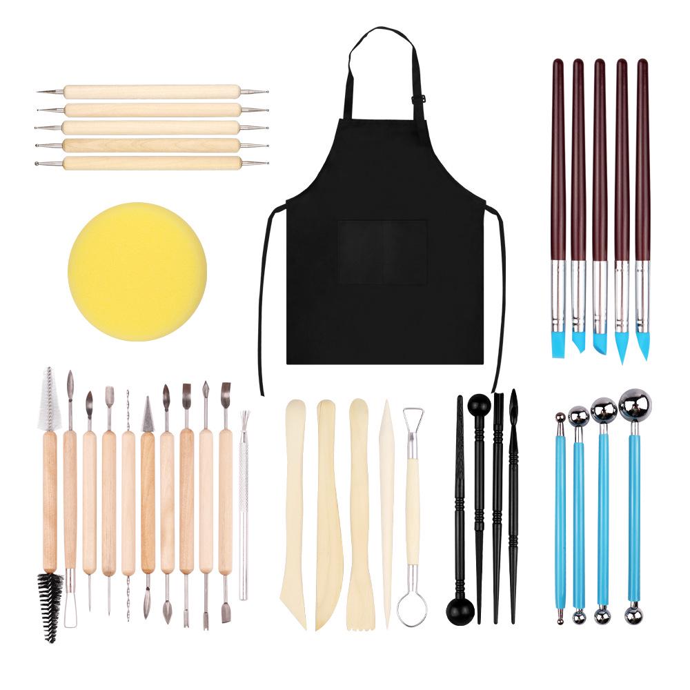 37-Piece Pottery Clay Tool Set - Includes Carving Knives & Stainless Steel Seven-Needle for Sculpture & Creativity