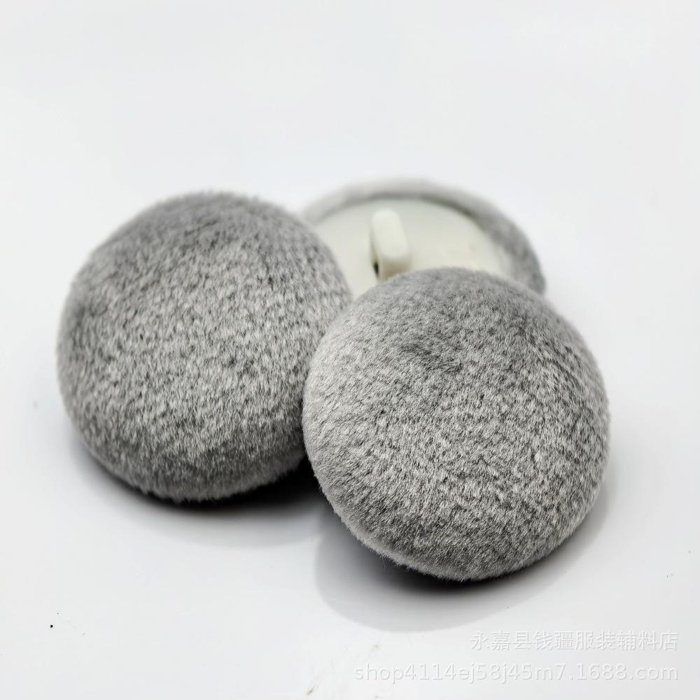 Velvet Fabric Covered Buttons 10 Pack, 36L 23.0mm Round Gray Buttons for Sewing and Crafts