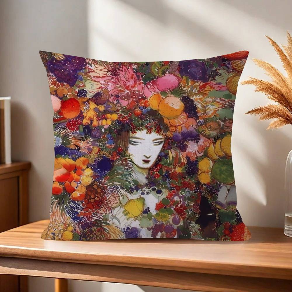 Painting YYoshitaka Amano Art   Pillow Gift Home Office Decoration Bedroom Sofa Car Cushion Cover case 45x45