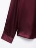 TAOP&ZA Women's Spring/Summer Elegant Solid Silk Satin Slim Fit Shirt