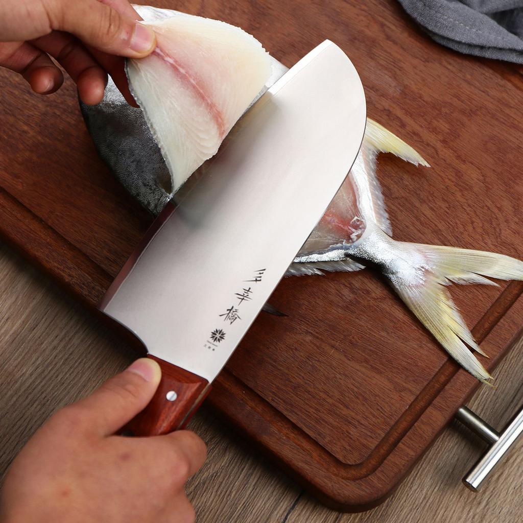 7 Inch Slicing Knife SLD-MAGIC Steel Core 3 Layers Blade Rosewood Handle Chef Cleaver Meat Cutting Vegetables Kitchen Knives