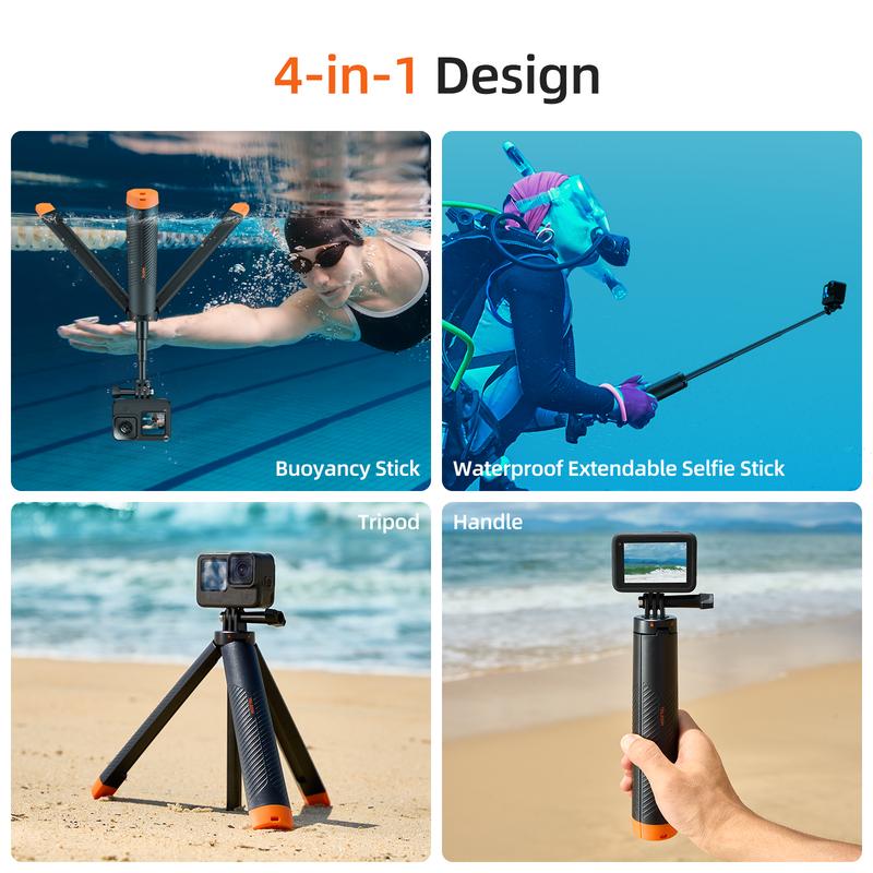 TELESIN Underwater Buoyancy Bar Diving Extendable Selfie Stick Tripod For Gopro Insta360 DJI OSMO Action Camera Accessories