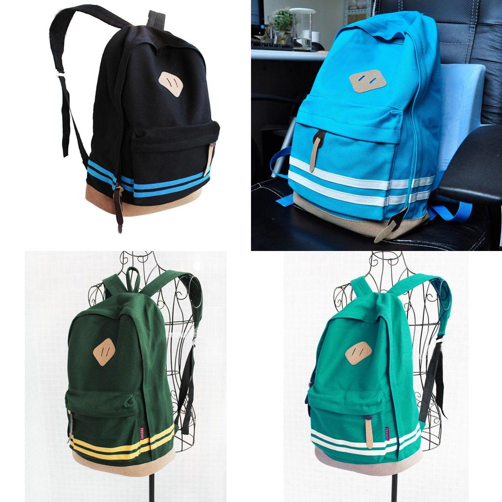 Canvas Backpack For Women With Striped Pattern And Padded Laptop Compartment For School Use