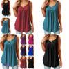 Eleganti Bluse Tunica Svasate da Donna con Scollo O e Volant in Chic Design Senza Maniche con Bottoni