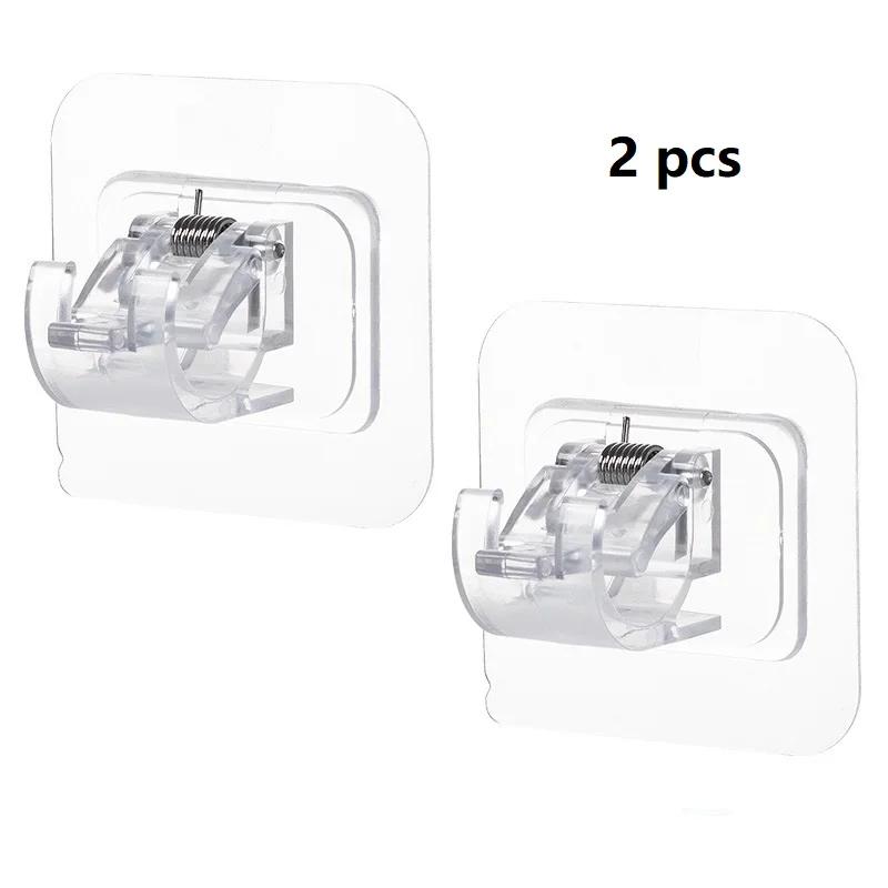 2pcs Curtain Rod Hook Punching-free Curtain Rod Rack Household Wall-mounted Bracket Clip Door Curtain Telescopic Curtain Hooks