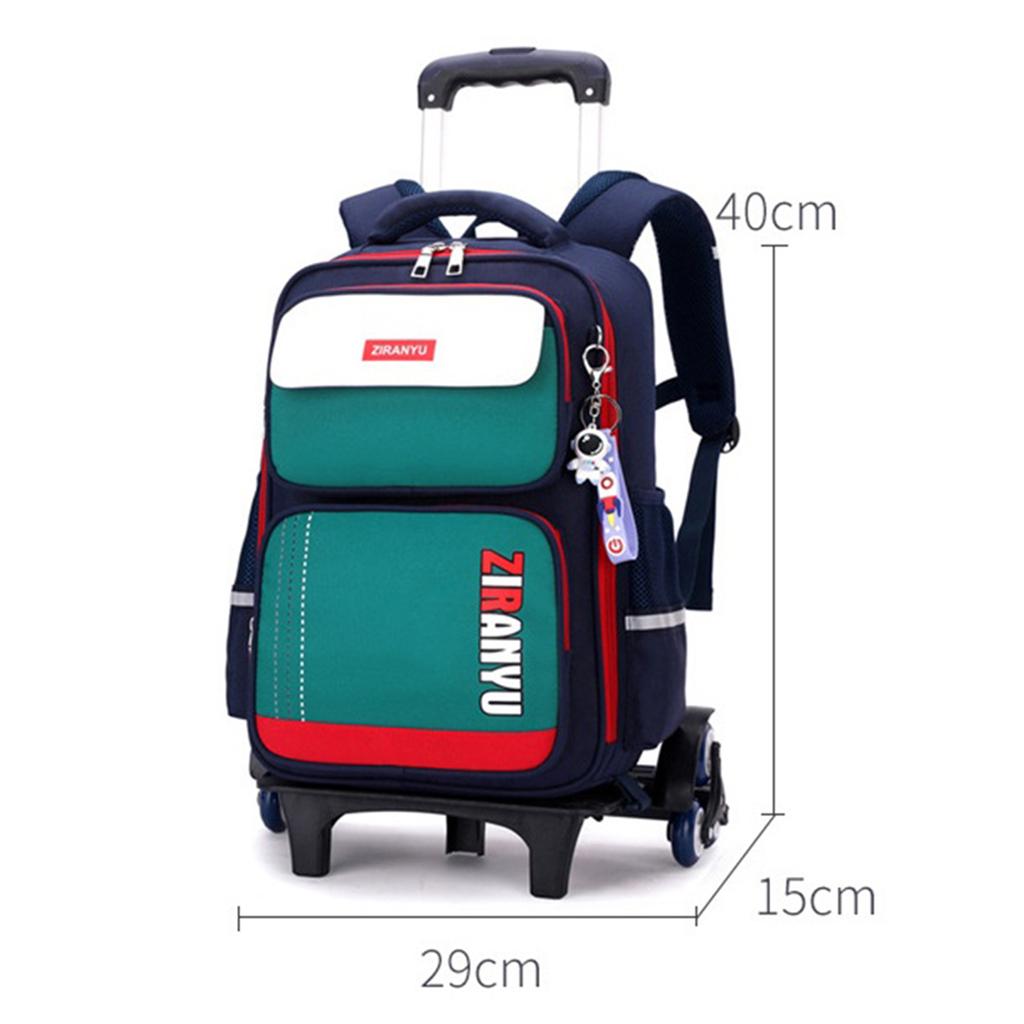 School Bag With Wheels Rolling Backpack for Kids Wheeled School Bag 6 Wheels Trolley Bookbag Carry On Luggage with Lunch Bag